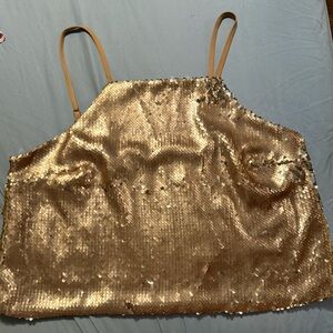 Gold/silver sequined crop top from Charlotte Russe, size L